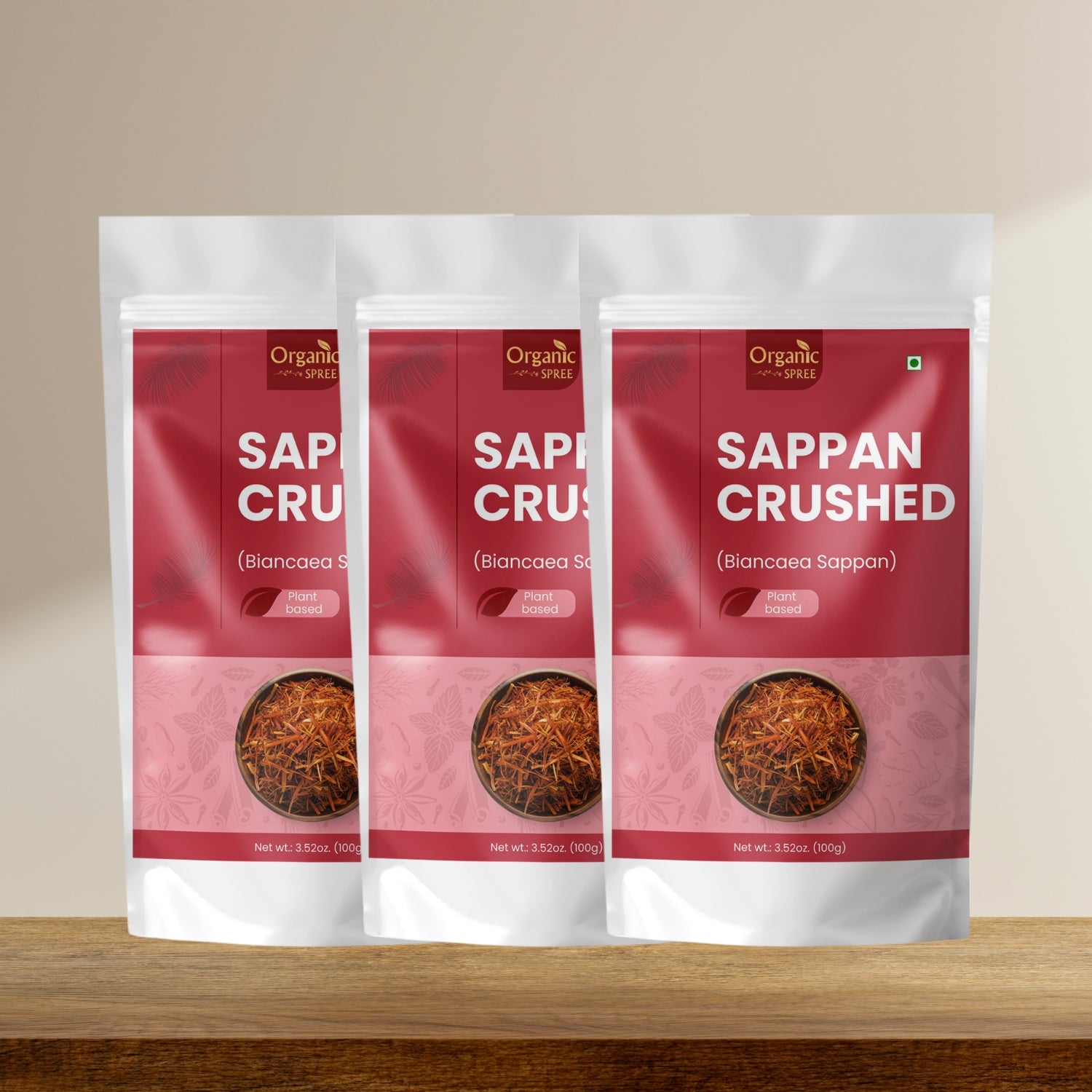 Organic Spree Sappan Wood Crushed 100gm (3.52oz) - Biancaea Sappan
