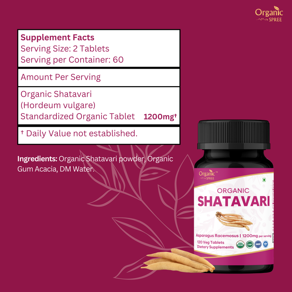 Organic Spree Shatavari 120 Tablets - Organic Certified