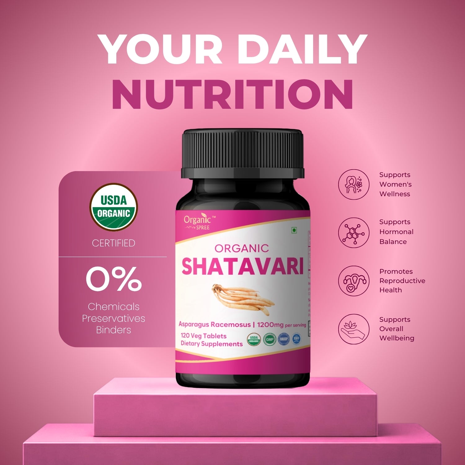 Organic Spree Shatavari 120 Tablets - Organic Certified