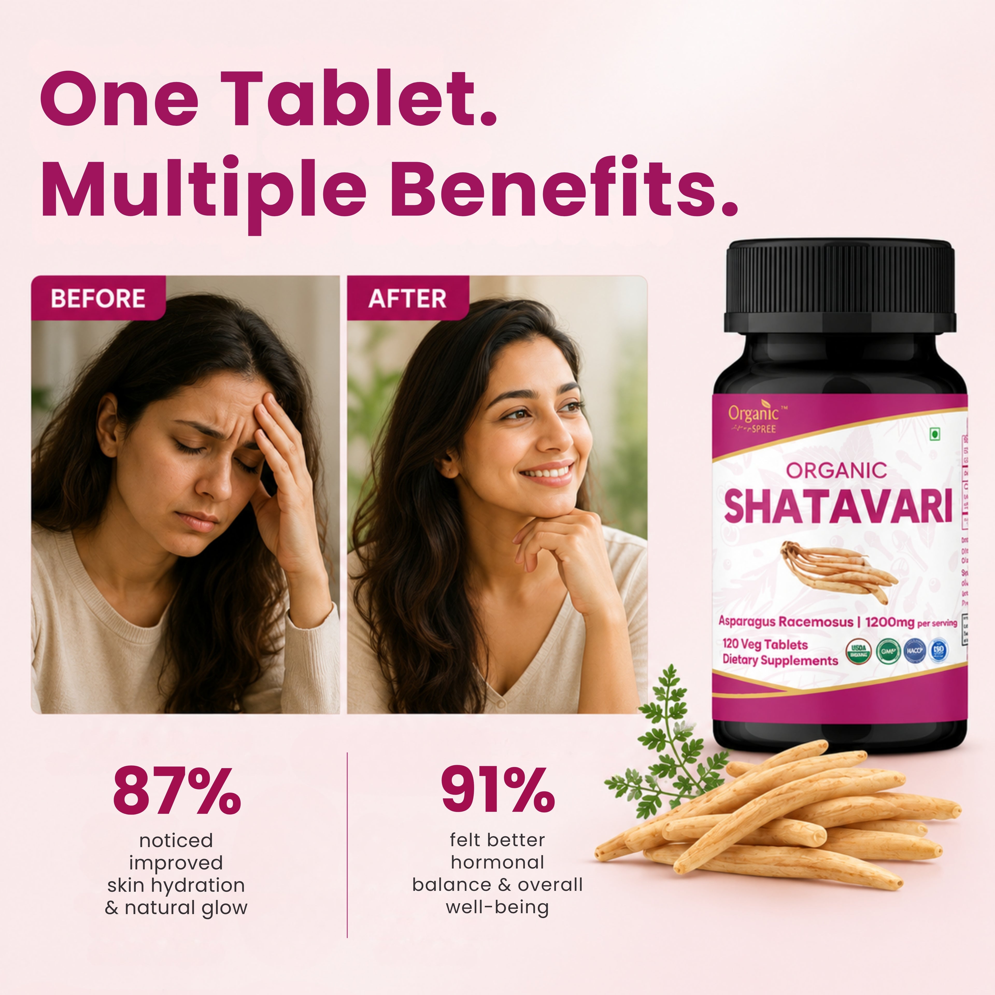 Organic Spree Shatavari 120 Tablets - Organic Certified