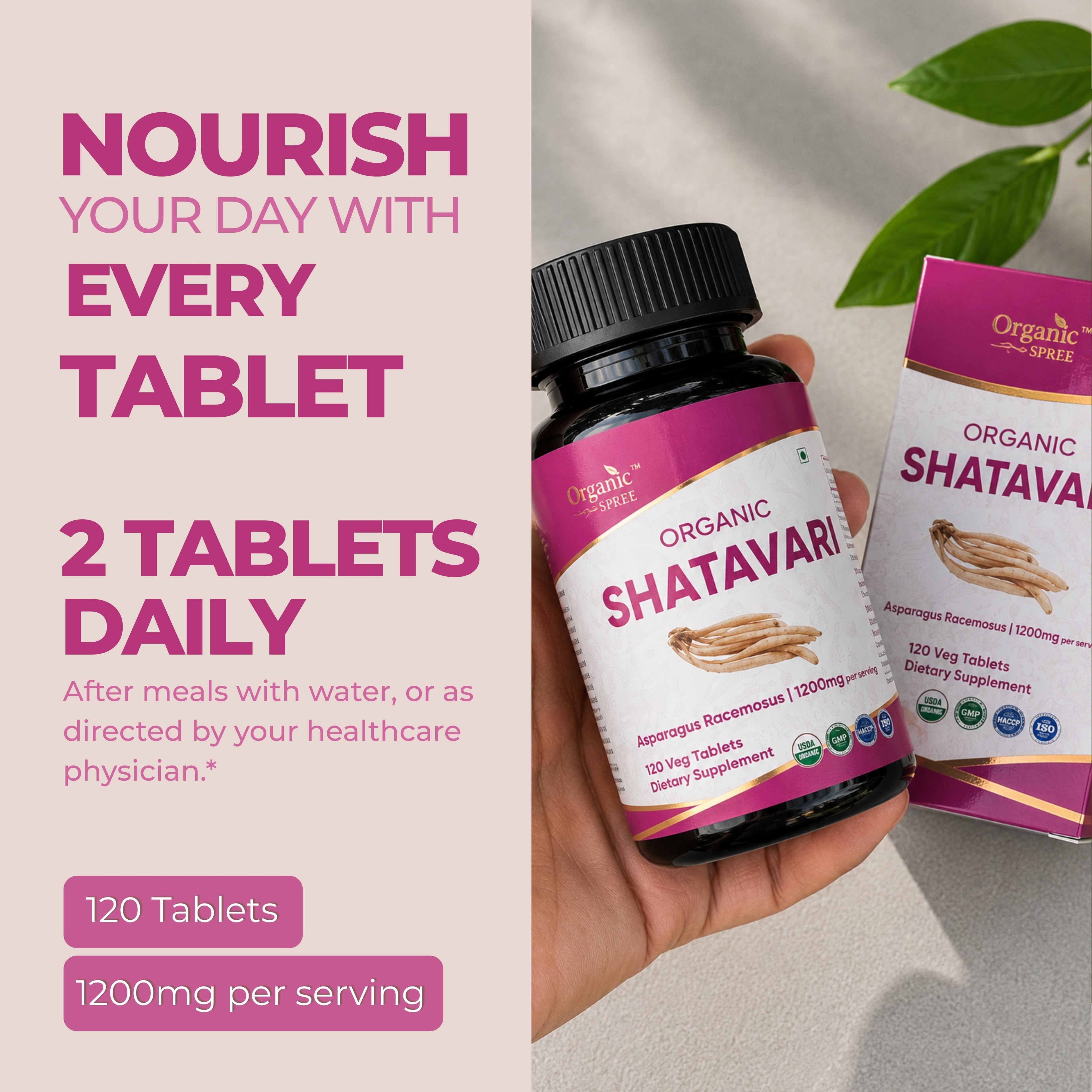 Organic Spree Shatavari 120 Tablets - Organic Certified
