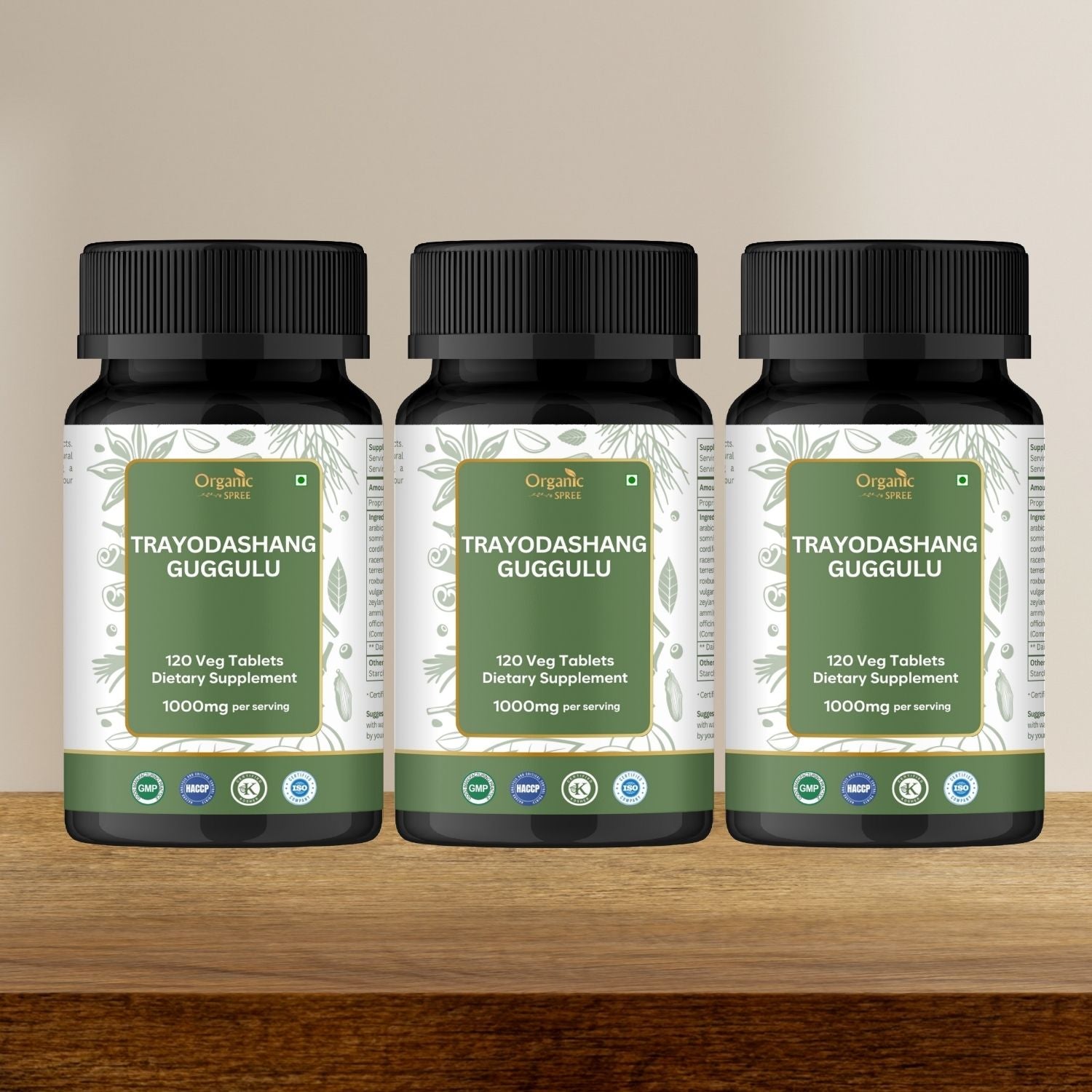 Organic Spree Trayodashang Guggulu 120 Tablets - Supports Joint and Muscle Health* - Ayurvedic Formulation - Certified and Vegetarian (1)