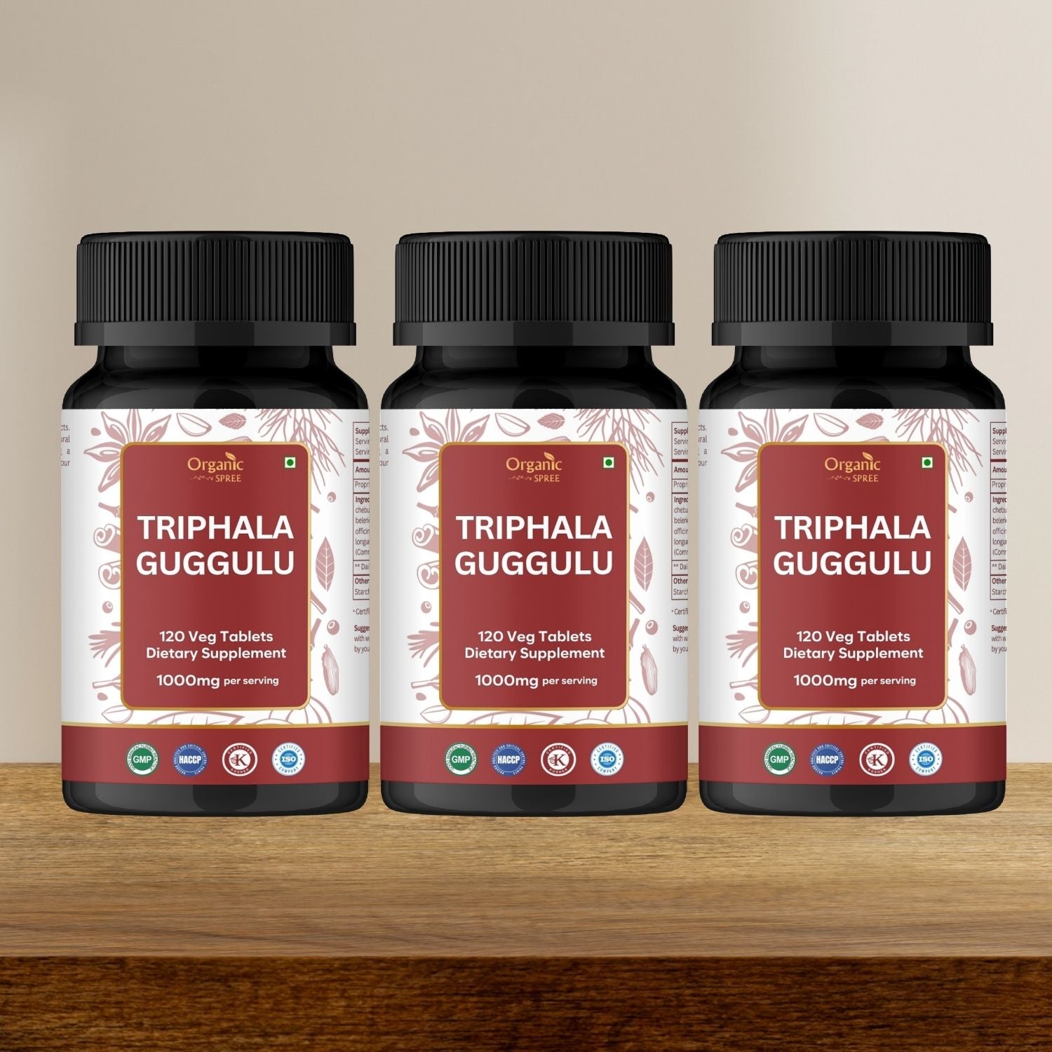 Organic Spree Triphala Guggulu 120 Tablets - GMP Certified