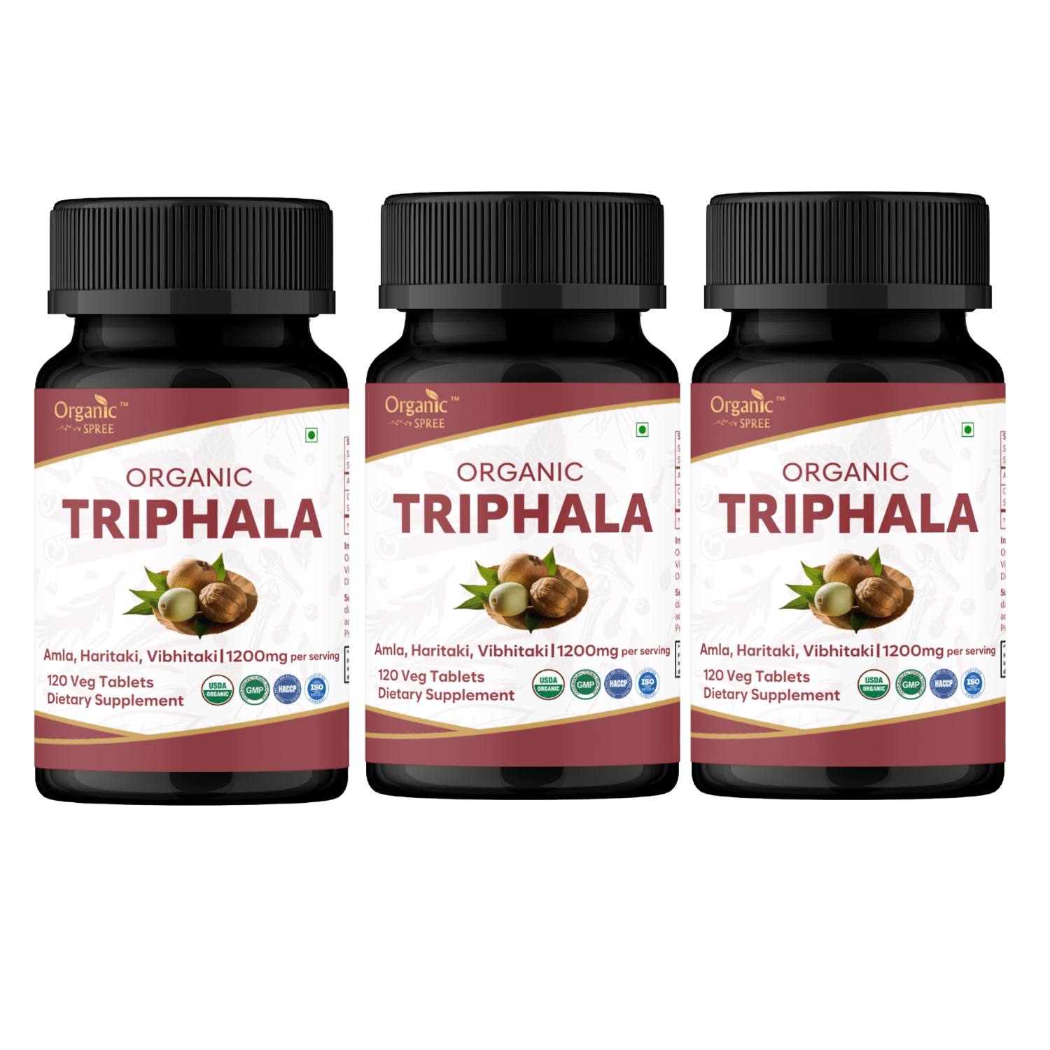 Organic Spree Triphala 120 Tablets | USDA Organic Certified