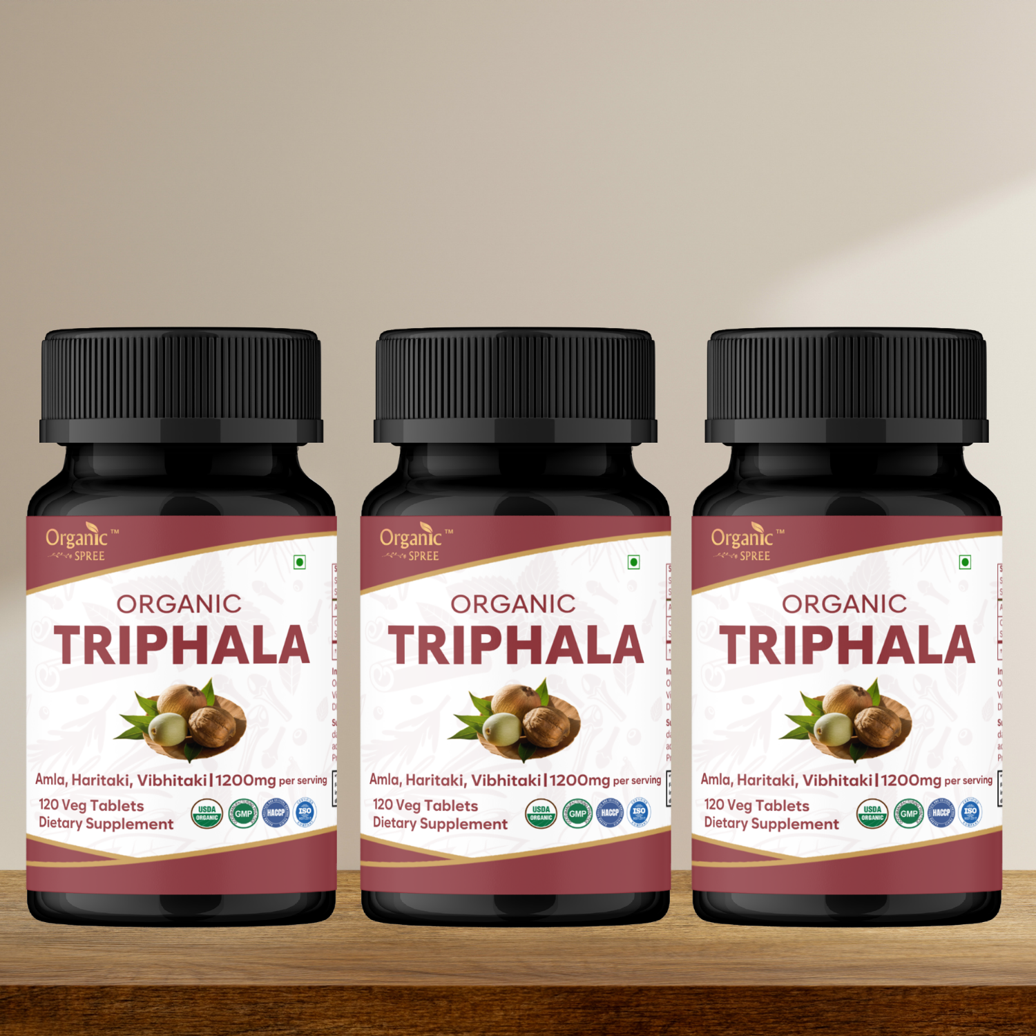 Organic Spree Triphala 120 Tablets | USDA Organic Certified
