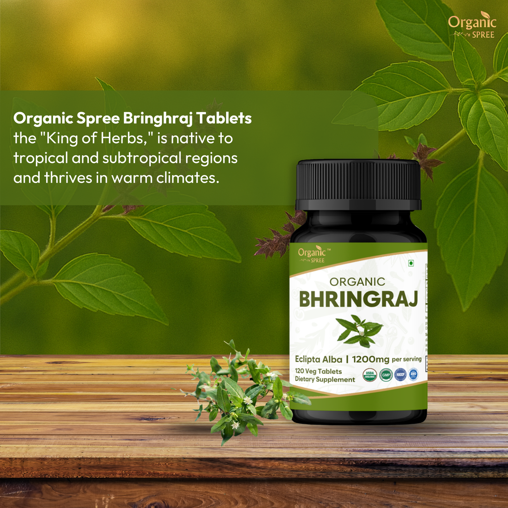Bhringraj 120 Tablets bottle – USDA Organic, GMP and Organic certified ayurvedic hair supplement