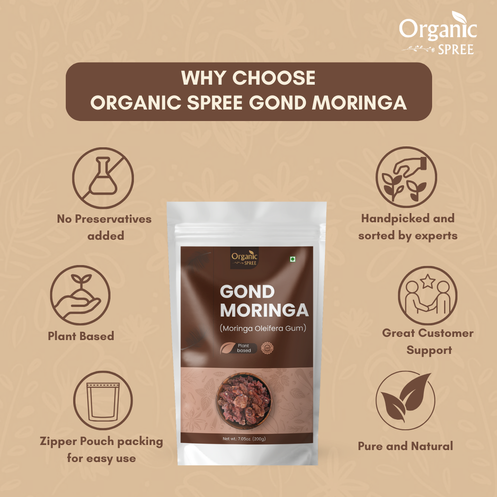Organic Spree Gond Moringa 200 grams (7.05oz) | Moringa Oleifera Gum - GMP Certified