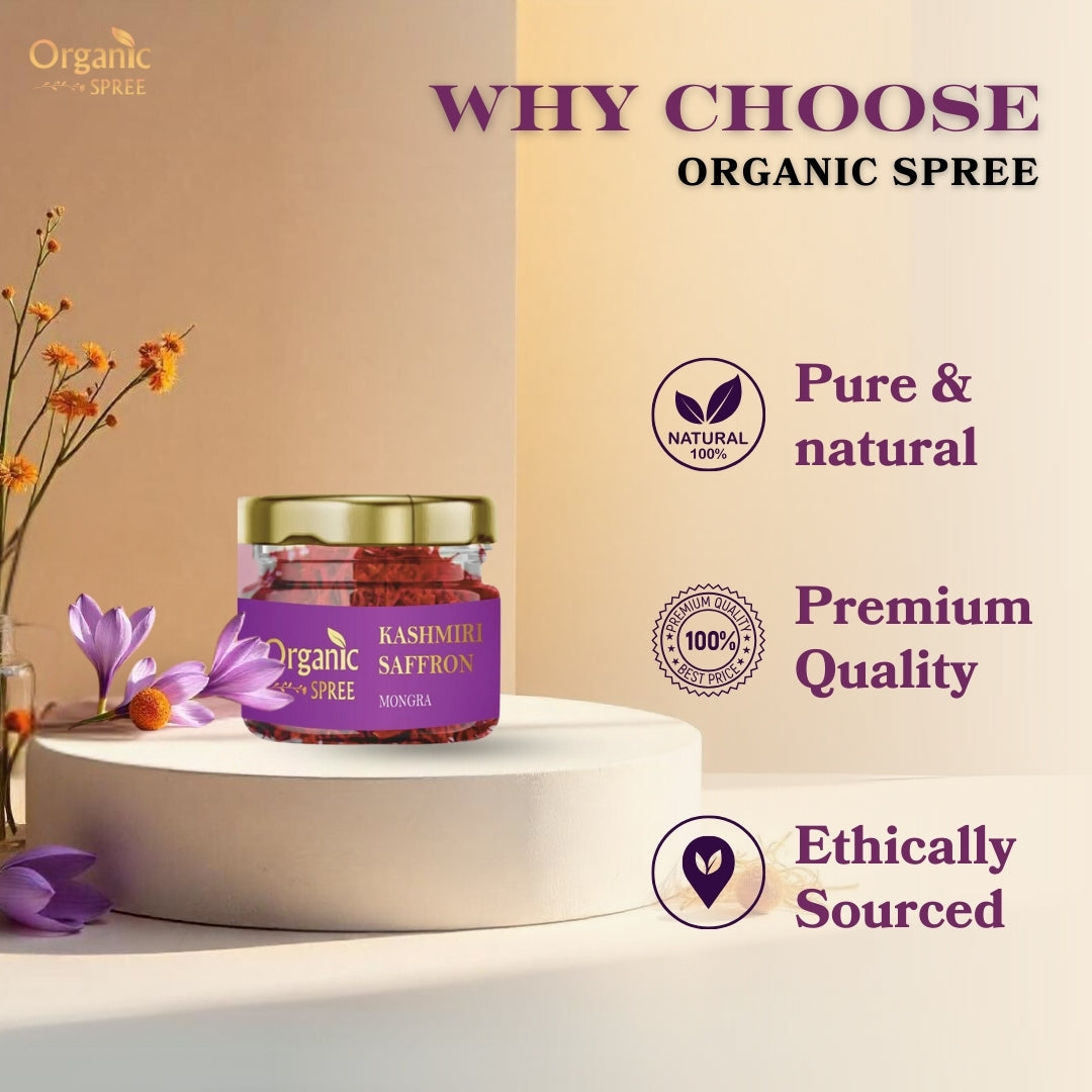 Kashmiri Saffron certifications – NPOP and FSSAI certified Grade A+ Mongra authentic kesar
