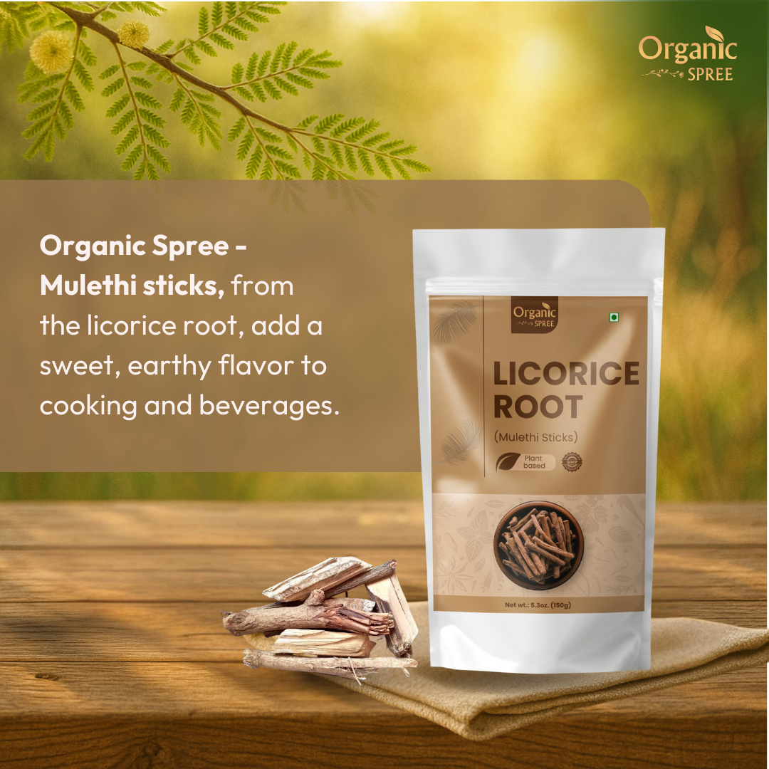 Organic Spree Licorice Root (Mulethi Sticks) - 5.3oz (150gm)