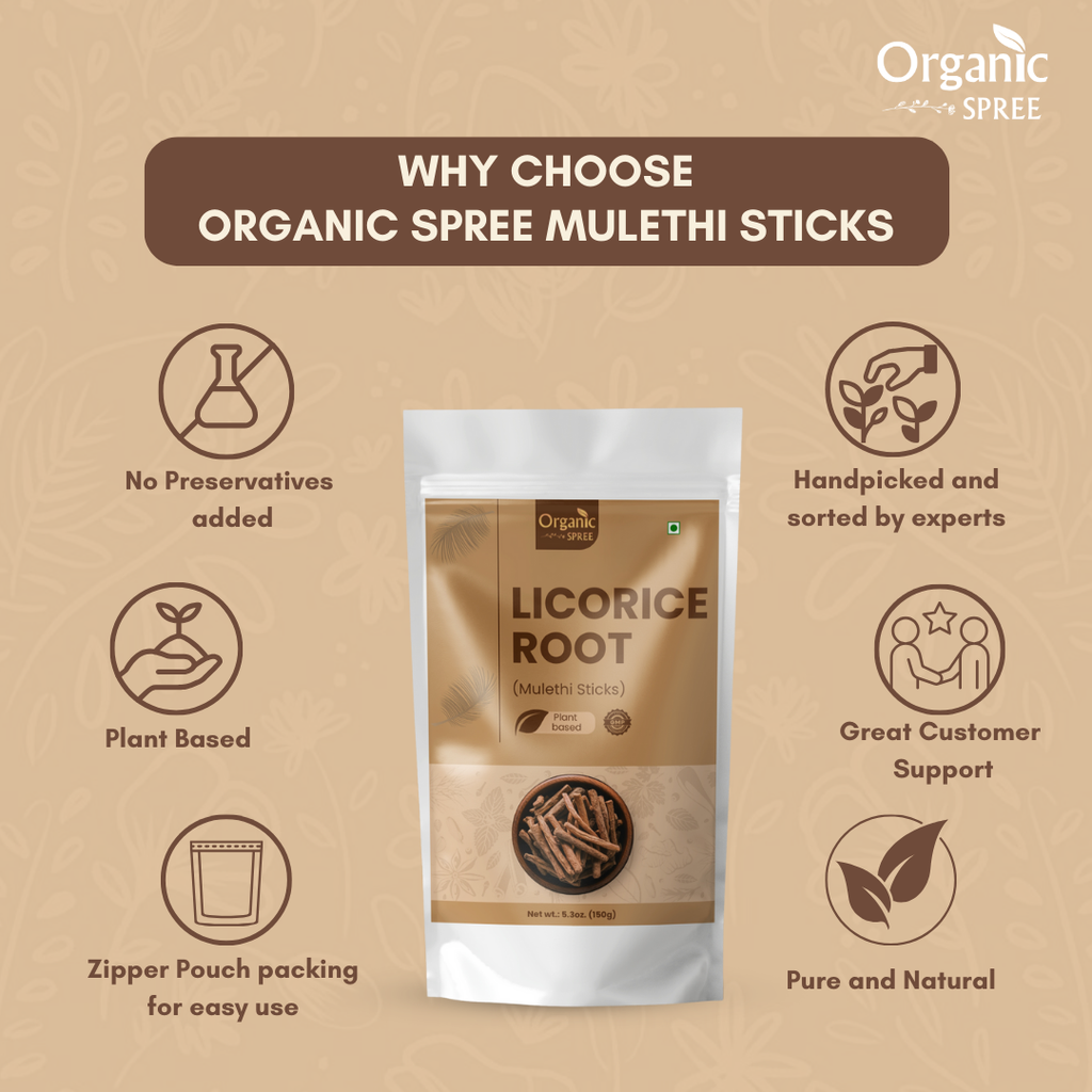 Organic Spree Licorice Root (Mulethi Sticks) - 5.3oz (150gm)