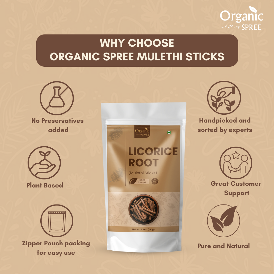 Organic Spree Licorice Root (Mulethi Sticks) - 5.3oz (150gm)