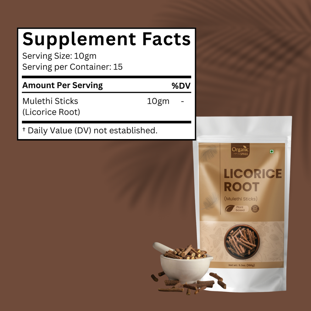 Organic Spree Licorice Root (Mulethi Sticks) - 5.3oz (150gm)