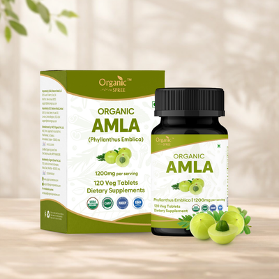 Organic Spree Amla 120 Tablets – organic herbal supplement for immunity, skin and gut health
