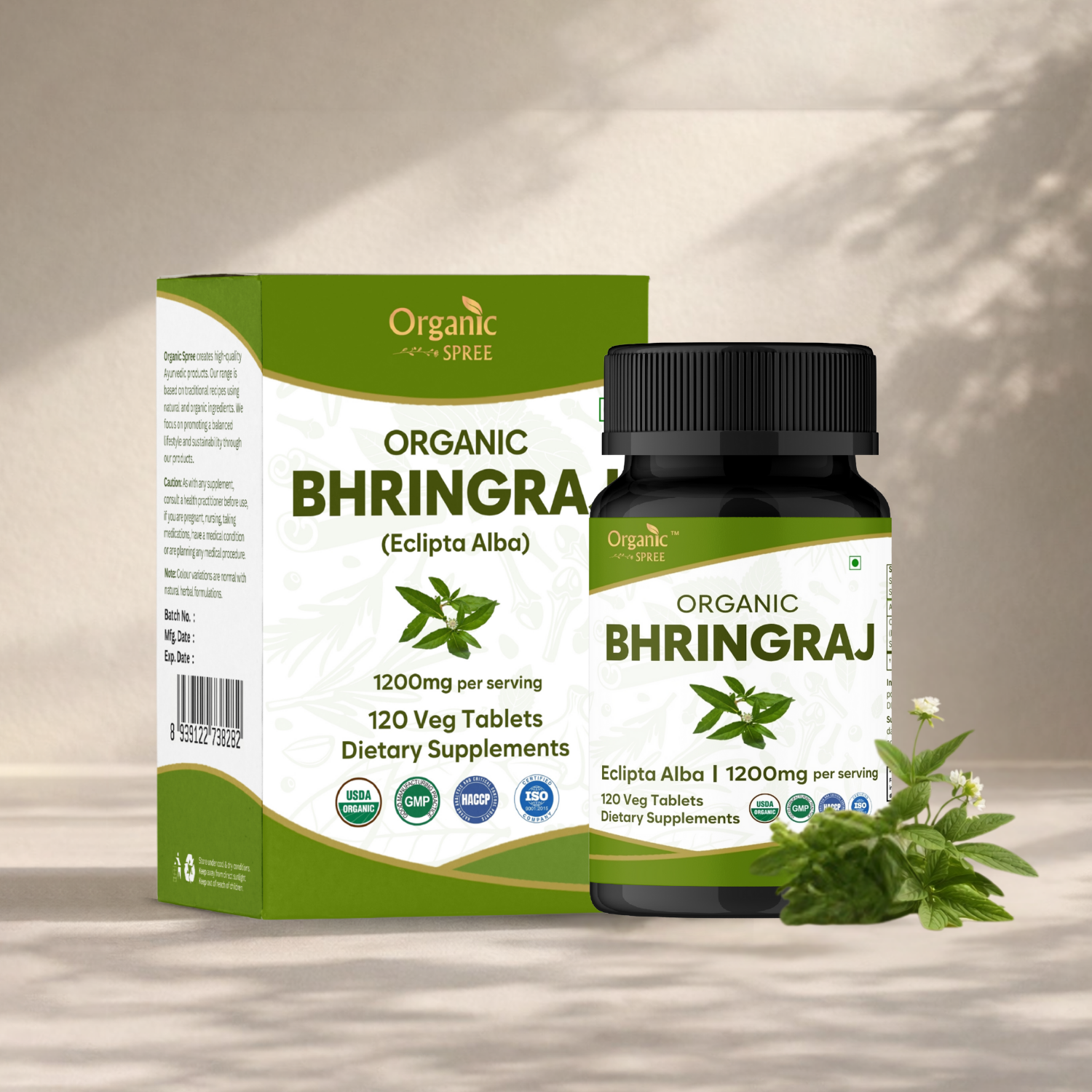 Organic Spree Bhringraj 120 Tablets – ayurvedic herbal supplement for hair growth and scalp health

