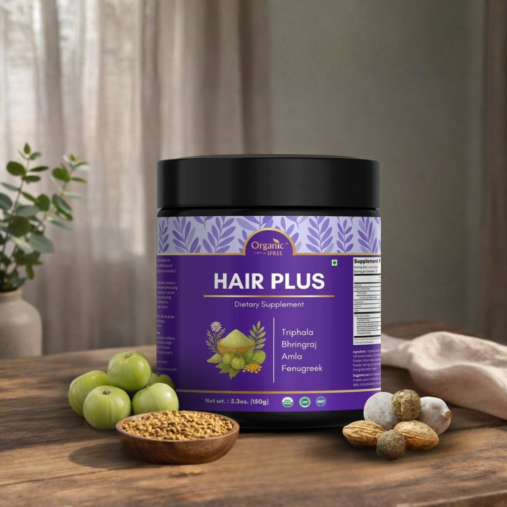 Organic Spree Hair Plus Powder – USDA Organic ayurvedic blend for hair growth and scalp health
