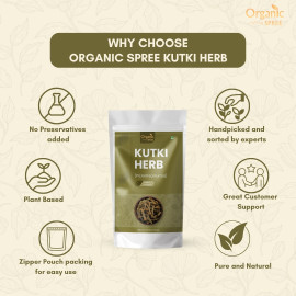 Organic Spree Kutki Herb 100gm (3.52oz) - Picrorhiza Kurroa 