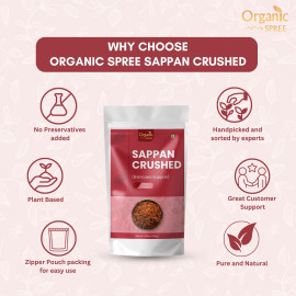 Organic Spree Sappan Wood Crushed 100gm (3.52oz) - Biancaea Sappan 